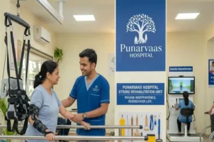 Stroke rehabilitation therapy session at Punarvaas Hospital, Bangalore