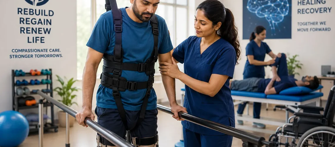 Paralysis rehabilitation session at Punarvaas Hospital, Bangalore